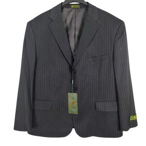 Cooper & Nelson Mens Navy Blue Pinstripe 2-Button Blazer Suit Jacket 46S‎